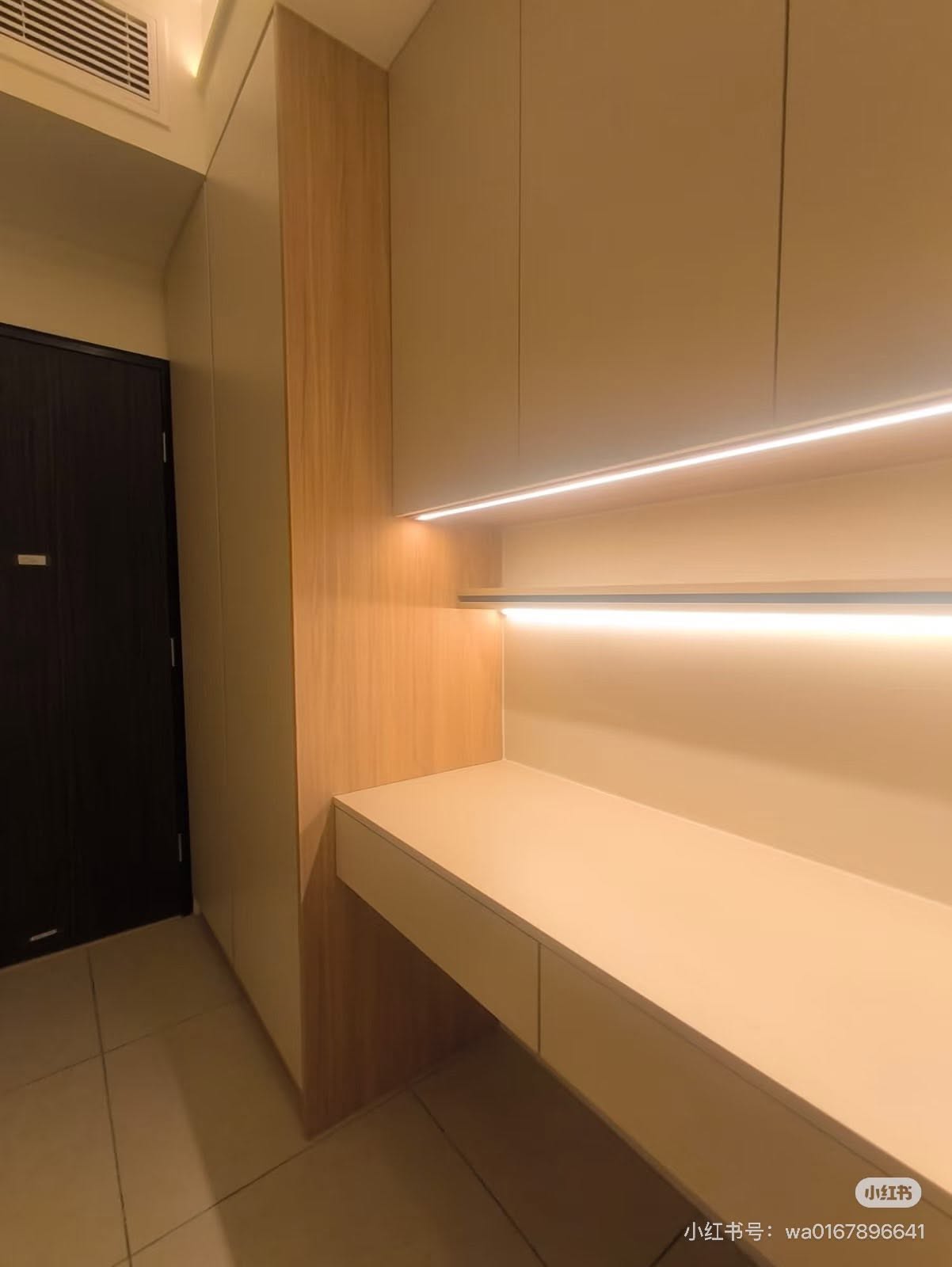 Floating shelf with integrated linear LED lighting